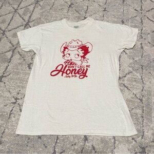 Cream T-Shirt with Red Graphic